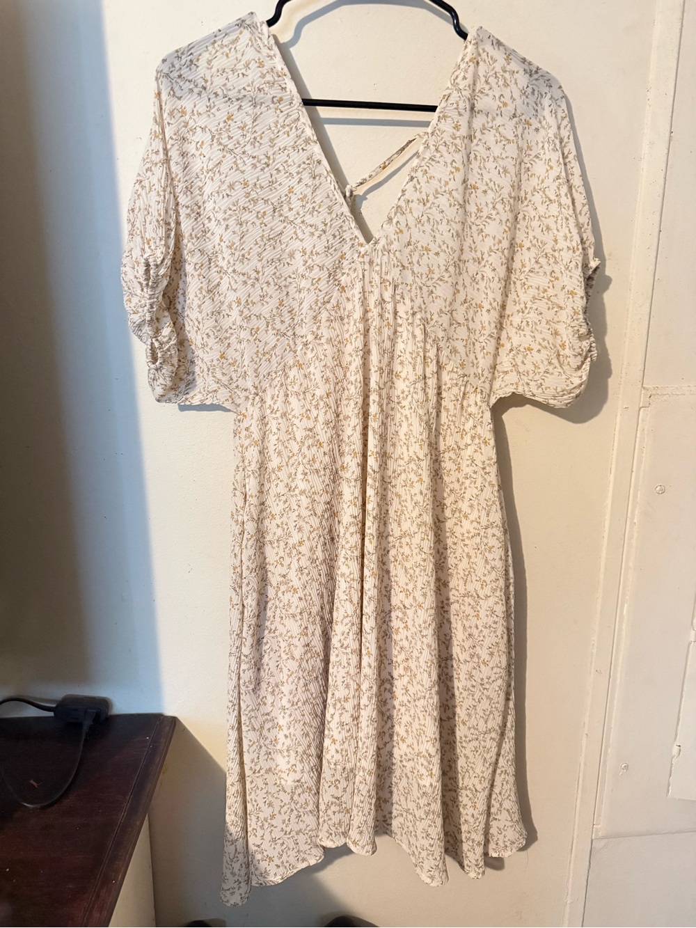 Final Touch Cream Floral V-Neck Mini Dress